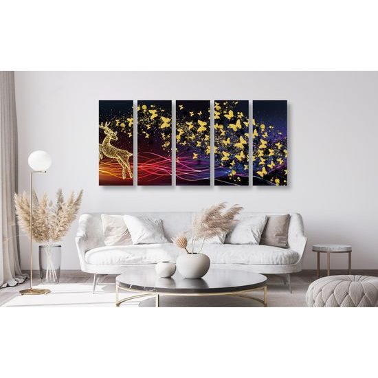 5-dielny obraz abstrakcia vesmírneho Jeleňa