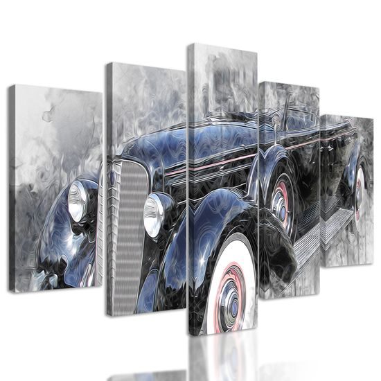 5-dielny obraz abstraktné auto