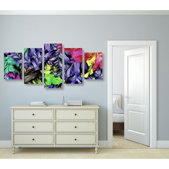 5-dielny obraz maľované pestrofarebné kvety