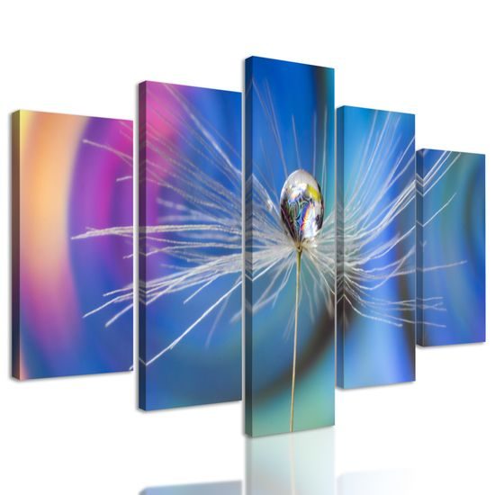 5-dielny obraz kvapka s nádherným pozadím