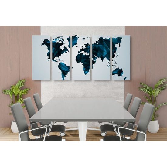 5-dielny obraz mapa sveta tovrená polygonmi