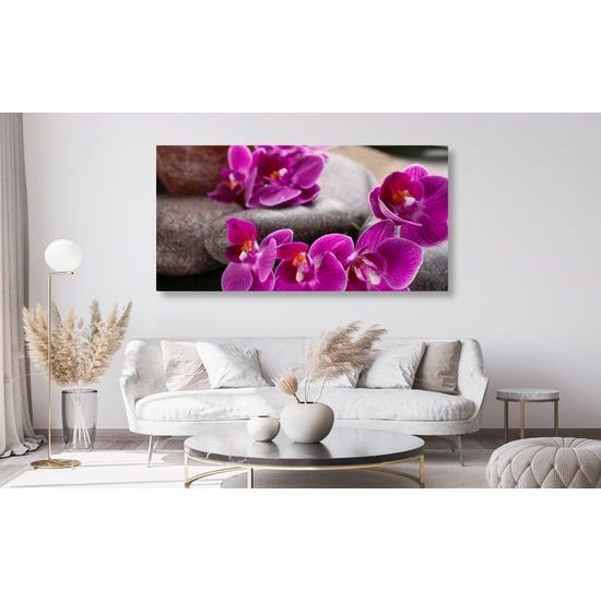Obraz Feng Shui zátišie s fialovou orchideou