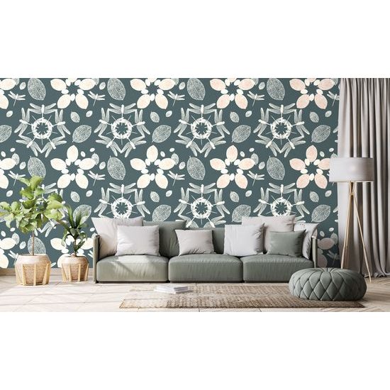 Tapeta pôvabné vážky na modrom pozadí