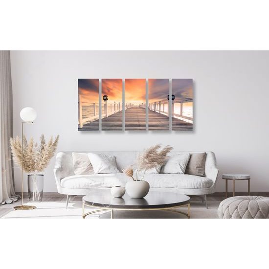 5-dielny obraz západ slnka nad mólom