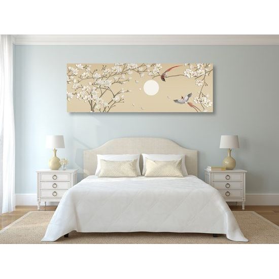 Obraz lietajúce vtáčiky medzi konármi stromov