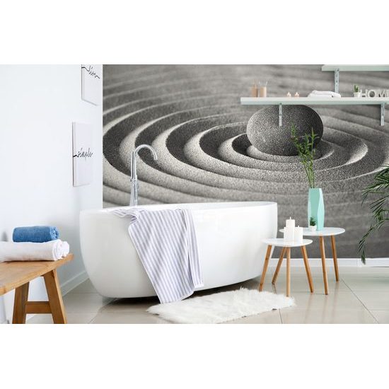 Fototapeta upokojujúci zen kameň v čiernobielom prevedení
