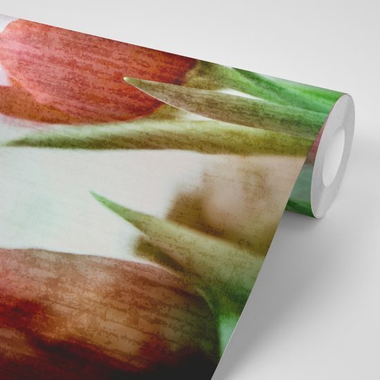 Zaujímavá samolepiaca tapeta tulipány v retro prevedení