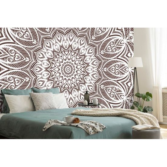 Samolepiaca tapeta nekonečná Mandala v hnedom prevedení