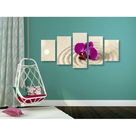 5-dielny obraz orchidea v piesku