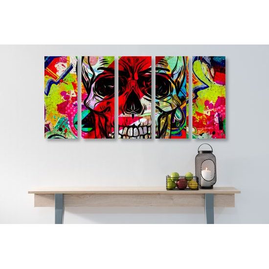 5-dielny obraz abstraktná lebka