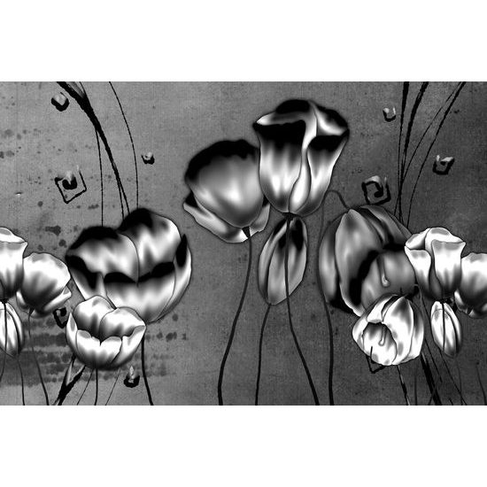 Obraz čiernobiele maky vo vintage štýle