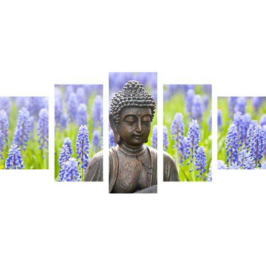 5-dielny obraz Budha na levandulovej lúke