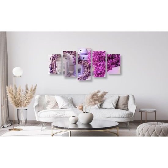 5-dielny obraz fialový orgován v romantickom prevedení