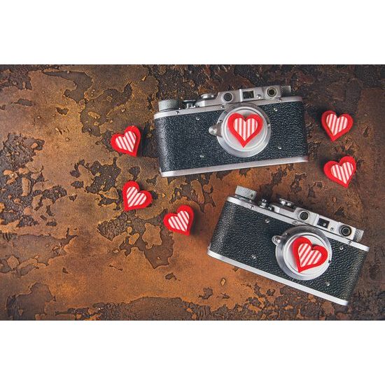 Obraz dva historické fotoaparáty so srdiečkami