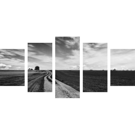 5-dielny obraz nádherná krajina v čiernobielom prevedení
