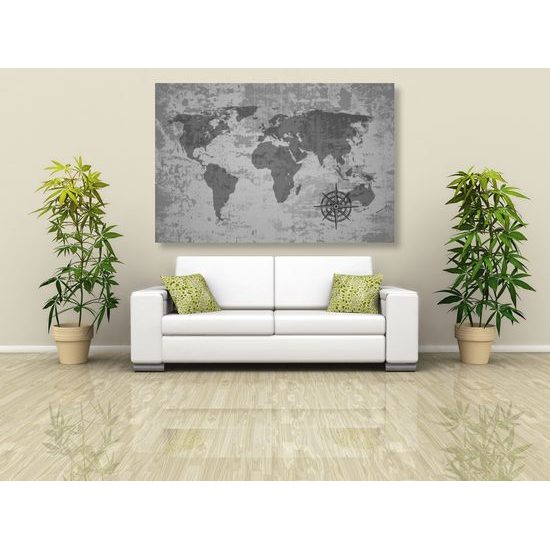 Obraz historická mapa v čiernobielom prevedení