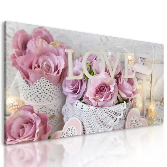 Obraz nádherné romantické zátišie s nápisom love