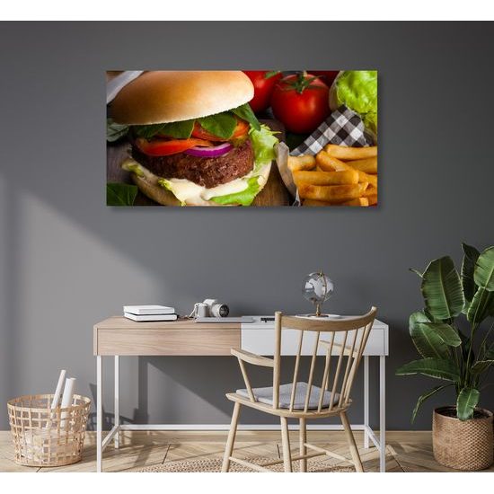 Obraz štavnatý hamburger