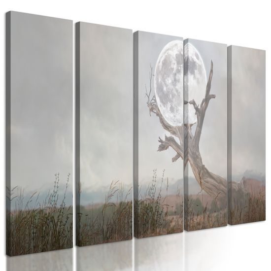5-dielny obraz magický mesiac v objatí prírody