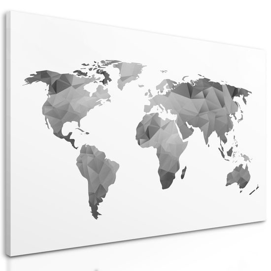 Obraz abstraktná mapa tvorená polygonmi v čiernobielom prevedení