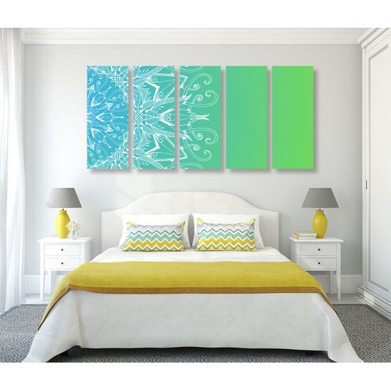 5-dielny obraz zaujímavá Mandala v prírodných farbách