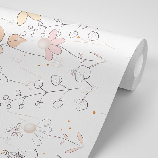 Samolepiaca tapeta umelecká lúka na bielom pozadí