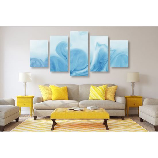 5-dielny obraz abstrakcia v odtieňoch modrej