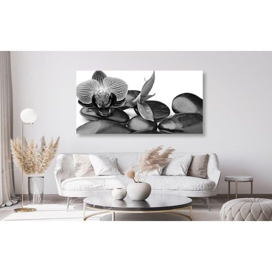 Obraz ploské zen kamene v čiernobielom