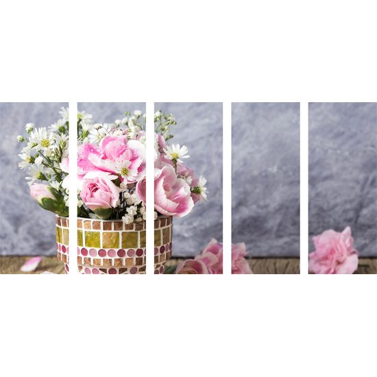 5-dielny obraz kvety v nádhernom črepníku