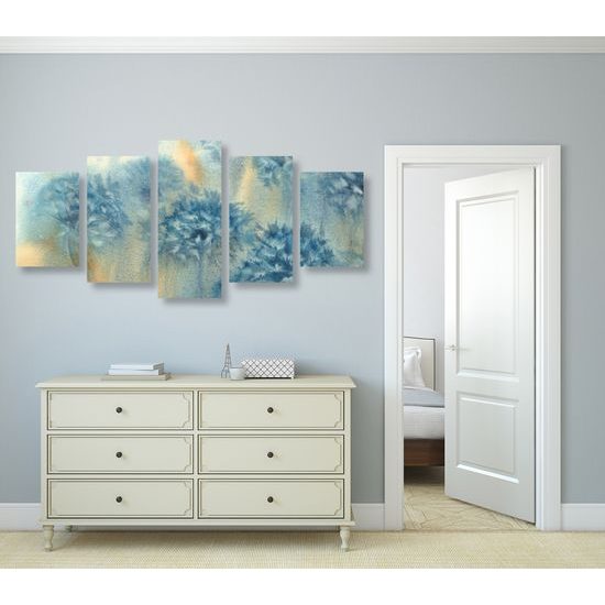 5-dielny obraz umelecká maľba púpavy