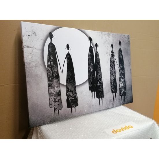 Obraz africký kmeň v čiernobielom prevedení