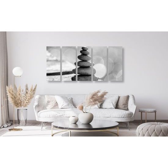 5-dielny obraz príroda v rovnováhe v čiernobielom prevedení