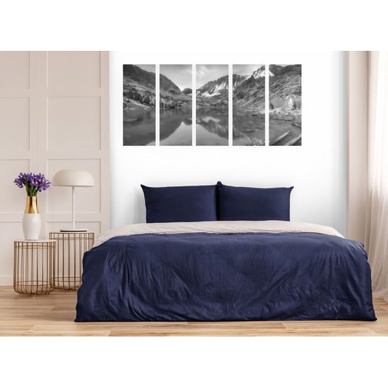 5-dieny obraz nedotknuté vysohorské pleso v čiernobielom prevedení