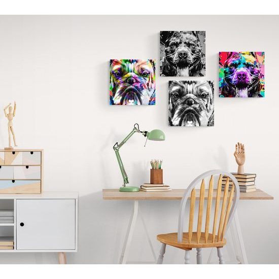 Set obrazov psy v abstraktnom prevedení