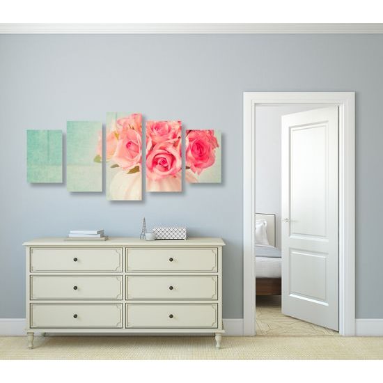 5-dielny obraz malé ružičky