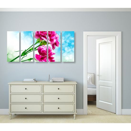 5-dielny obraz nádherny ružový kvet