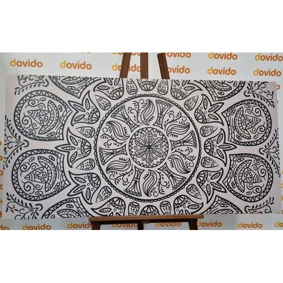 Obraz kmeňová Mandala v čiernobielom prevedení