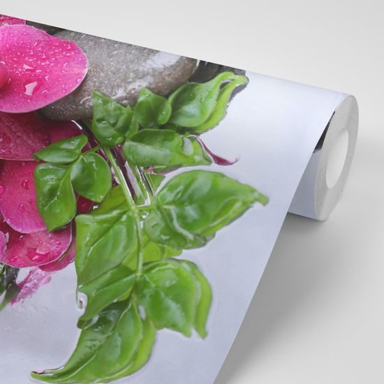 Samolepiaca fototapeta lávové kamene s orchideou