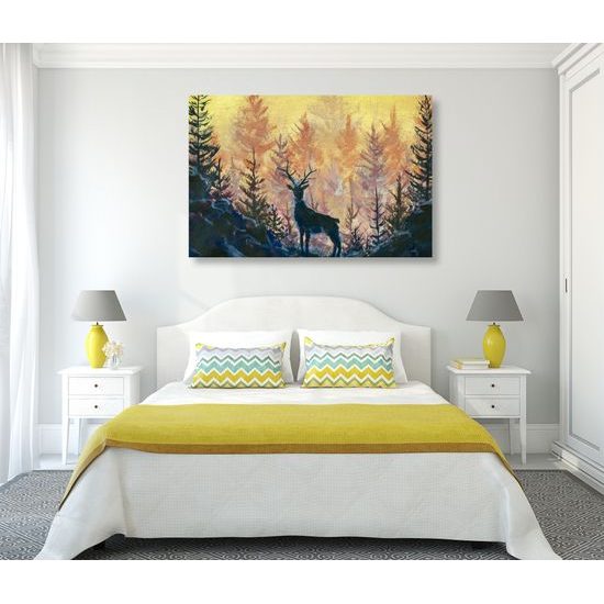 Obraz jeleň v objatí stromov