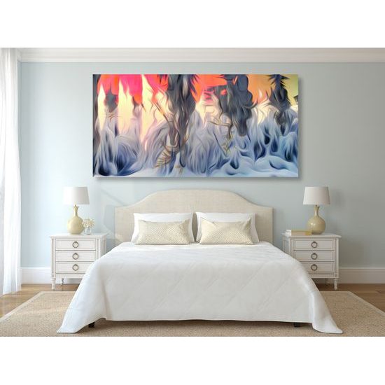 Obraz umelecké prevedenie zasneženého lesa