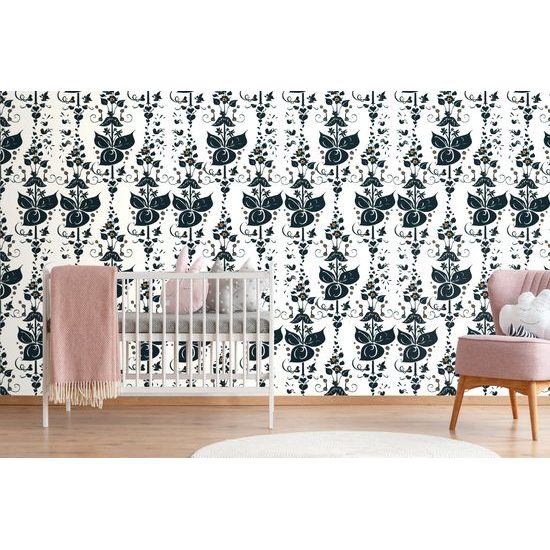 Samolepiaca tapeta jemné kvetinové liány v tmavom prevedení