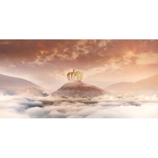 Obraz domček z tekvice na vrchole hory