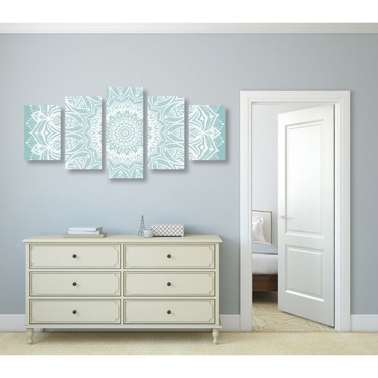 5-dielny obraz nekonečná Mandala v modrom prevedení