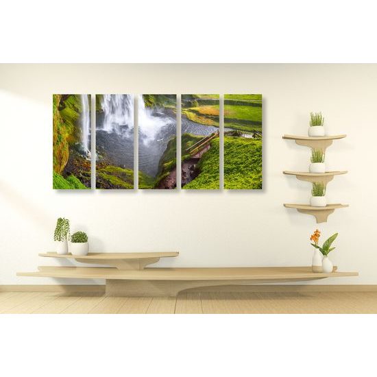 5-dielny obraz zaujímavý vodopád