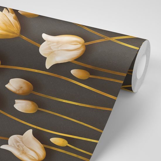 Samolepiaca tapeta tulipány ladené do zlatista