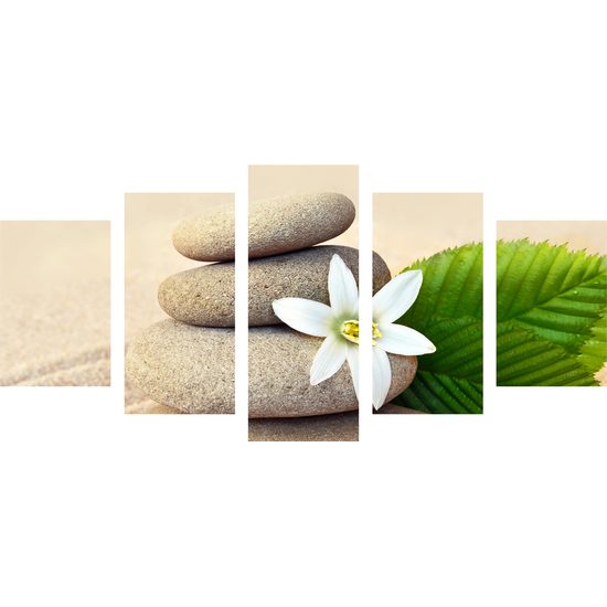5-dielny obraz kamene na pieskovej pláži