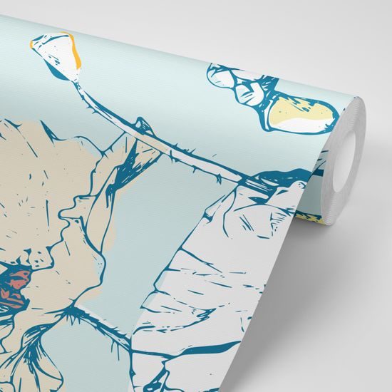 Tapeta kvety v rozkvete v modrom prevedení