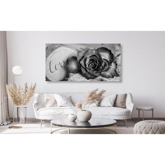 Obraz vyznanie lásky v čiernobielom prevedení