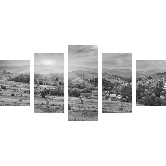 5-dielny obraz krásy Slovenskej prírody v čiernobielom prevedení