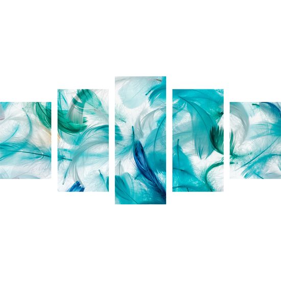 5-dielny obraz abstraktné pierka na bielom pozadí